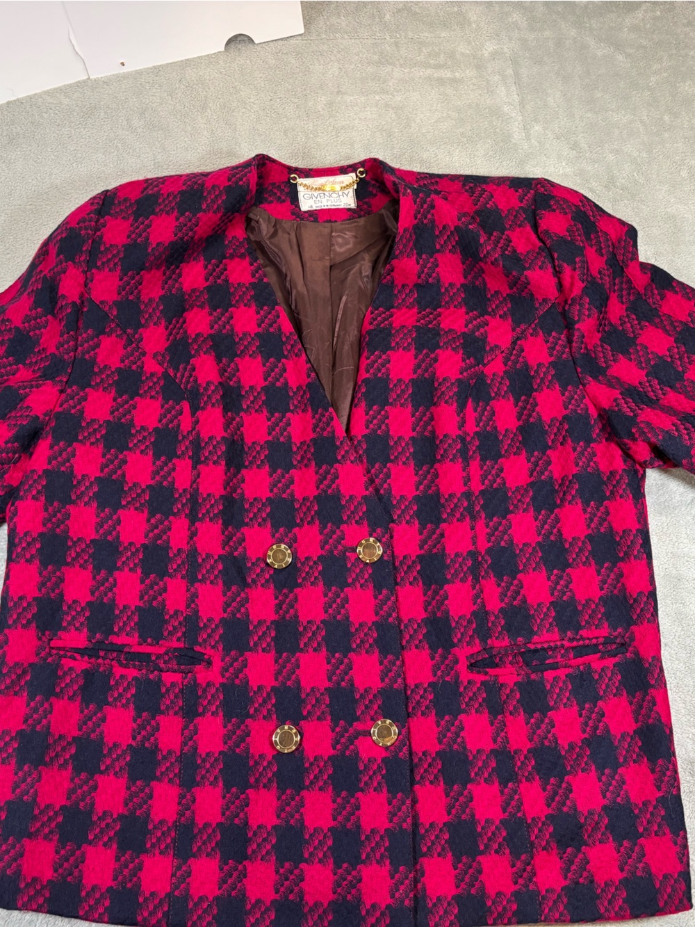 VTG Givenchy En Plus Wool Plaid Skirt Suit Set 20W/22W